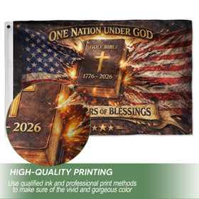 RustField Co one nation under God cross design flag with dual-sided visibility