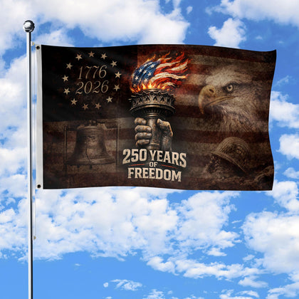 RustField Co. USA flag with eagle, two-sided, ideal for outdoor display.