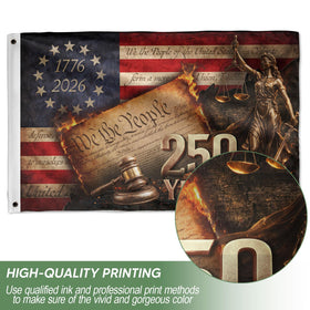 RustField Co. USA flag featuring We The People design for home decor.