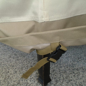 Rutile chair cover has padded handles for quick fitting and removal.