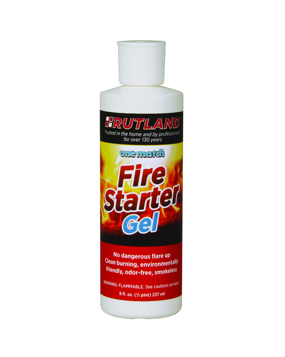 Rutland Products One Match Gel Fire Starter bottle simplifies lighting grills and fireplaces.