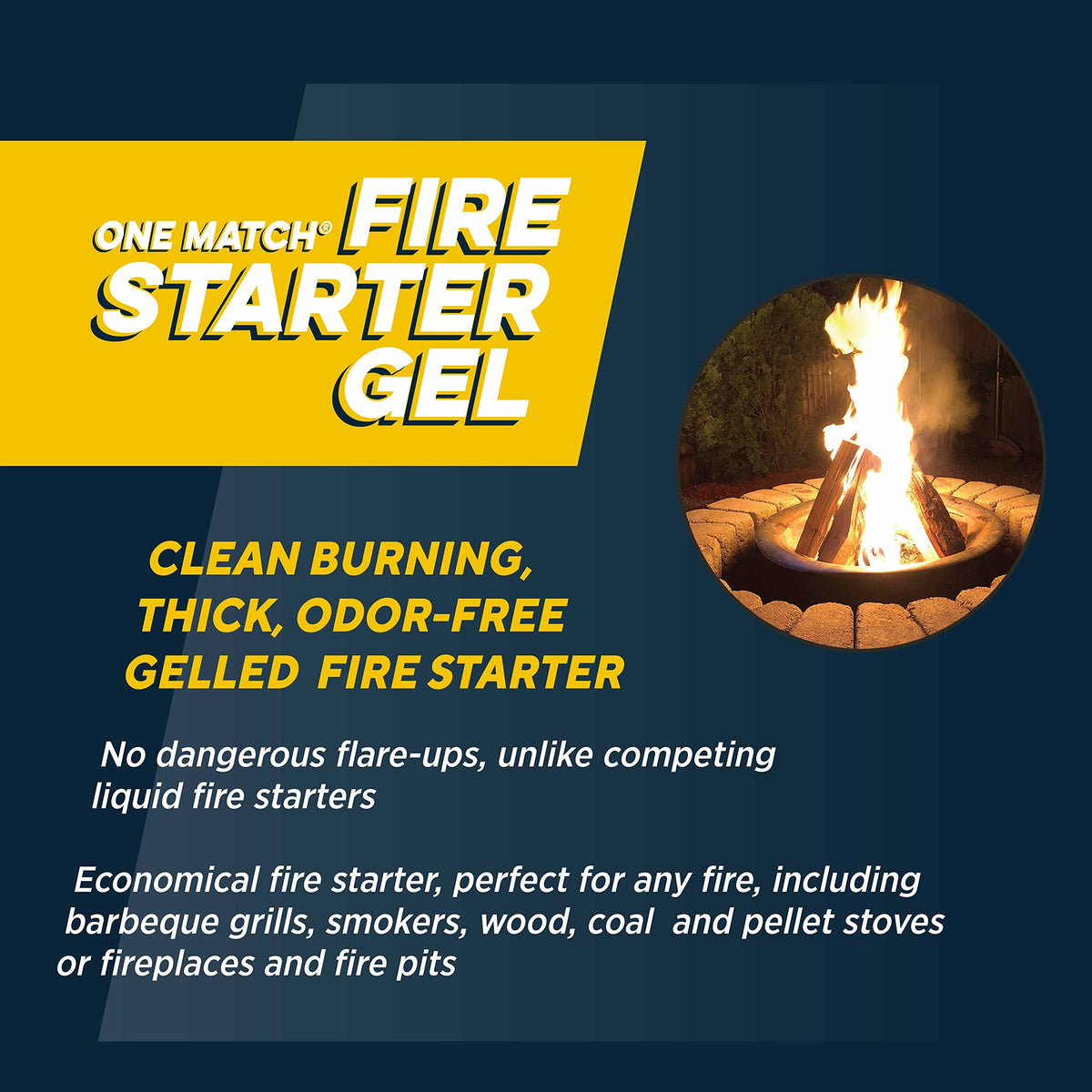 Rutland Products One Match Gel Fire Starter closeup of gel; smokeless and odor-free ignition.
