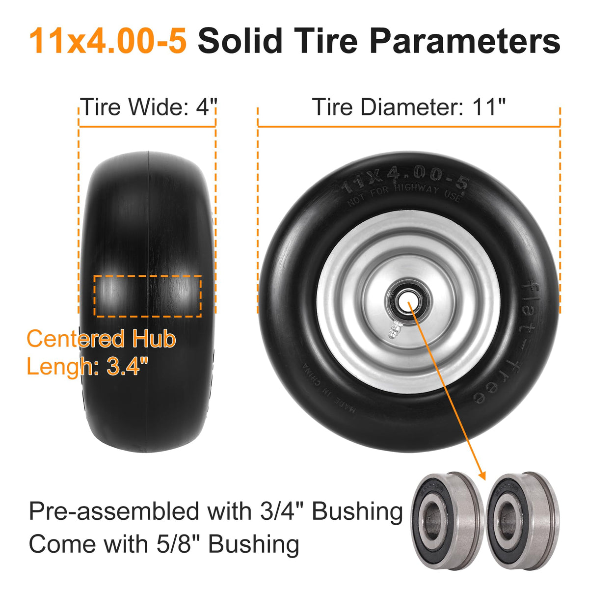 RUTU 11x4.00-5 tread close-up highlighting rugged grip and durability