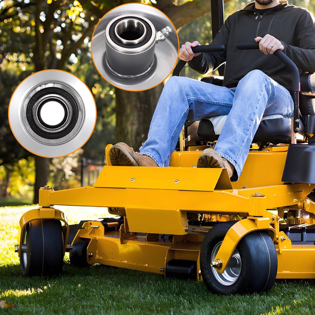 RUTU ready-to-install wheel assembly for zero-turn mowers and outdoor equipment
