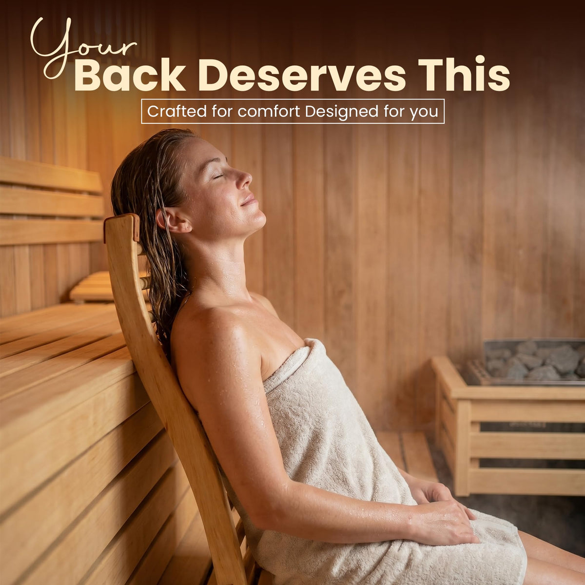 RUVARO durable cedar backrest designed for long-lasting sauna sessions