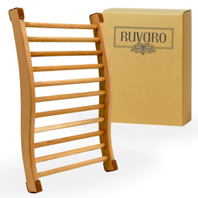RUVARO sauna backrest front view showcases cedar luxury and ergonomic support