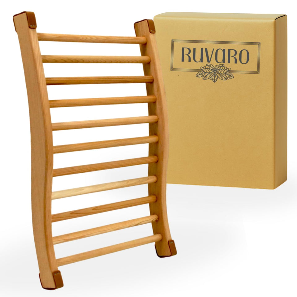 RUVARO sauna backrest front view showcases cedar luxury and ergonomic support