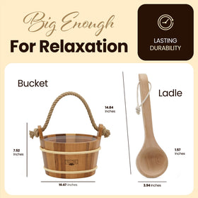RUVARO cedar ladle designed for smooth, controlled pours during hot sauna sessions.
