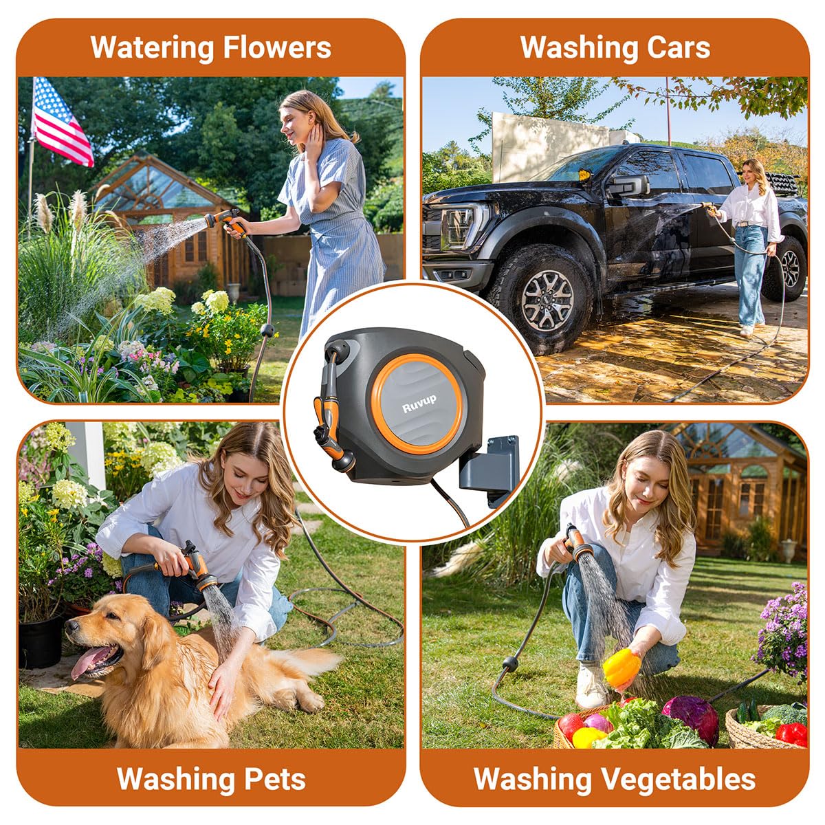 Ruvup 180-degree swivel bracket enabling flexible watering coverage