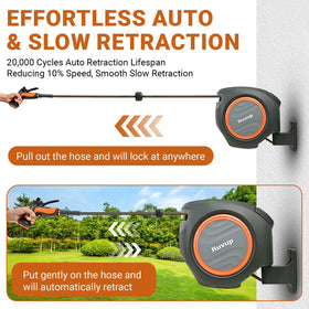 Ruvup slow retraction system emphasizing safe, controlled hose return