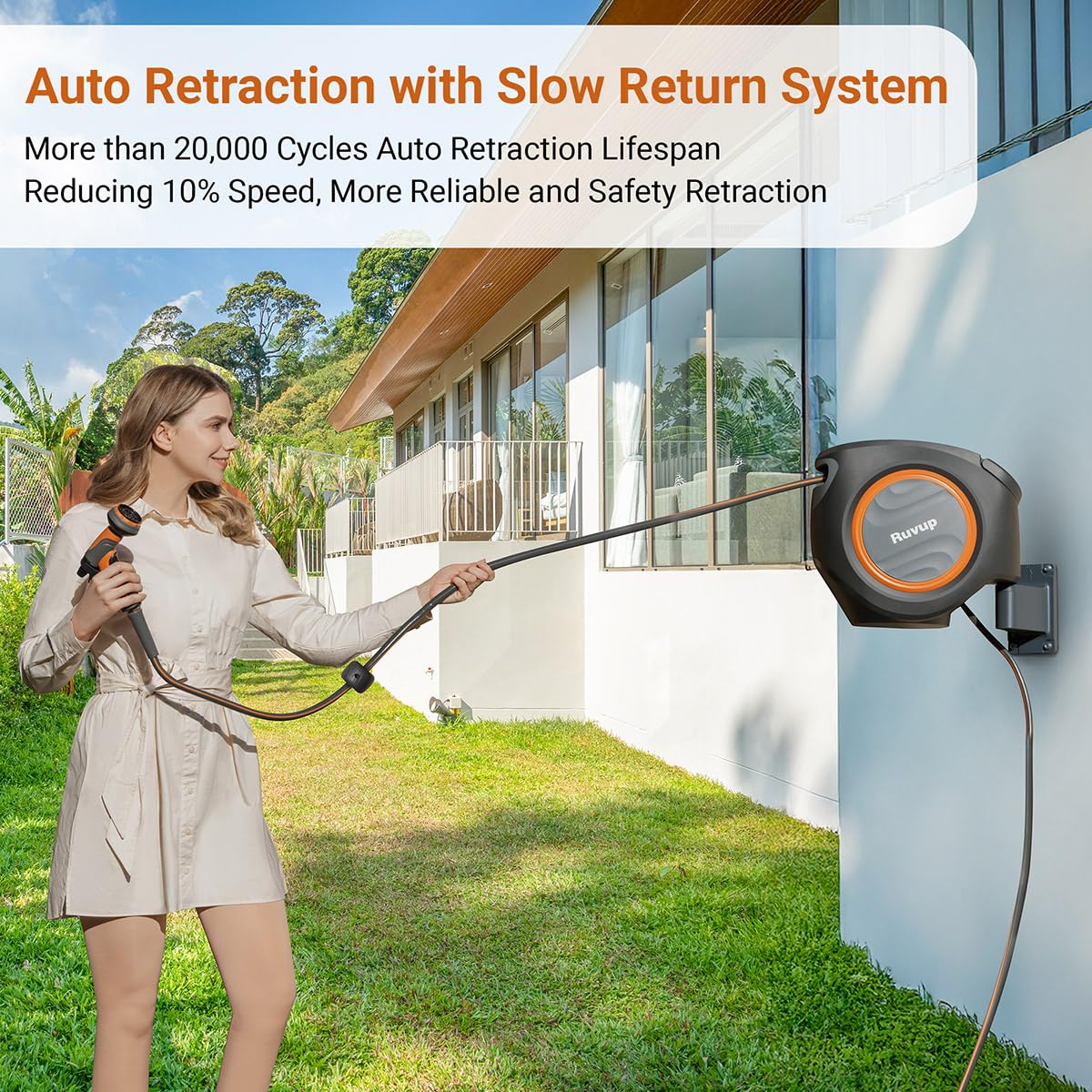 Ruvup automatic retraction mechanism close-up highlighting smooth rewind