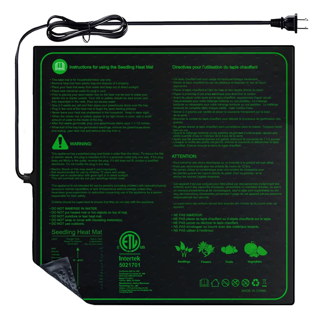Ruyyi Upgrade 20x20 heat mat top view supports uniform germination warmth.