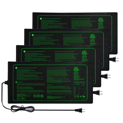 Ruyyi upgrade 4PK seedling heat mat on a tray promotes consistent seedling warmth for sprouting.