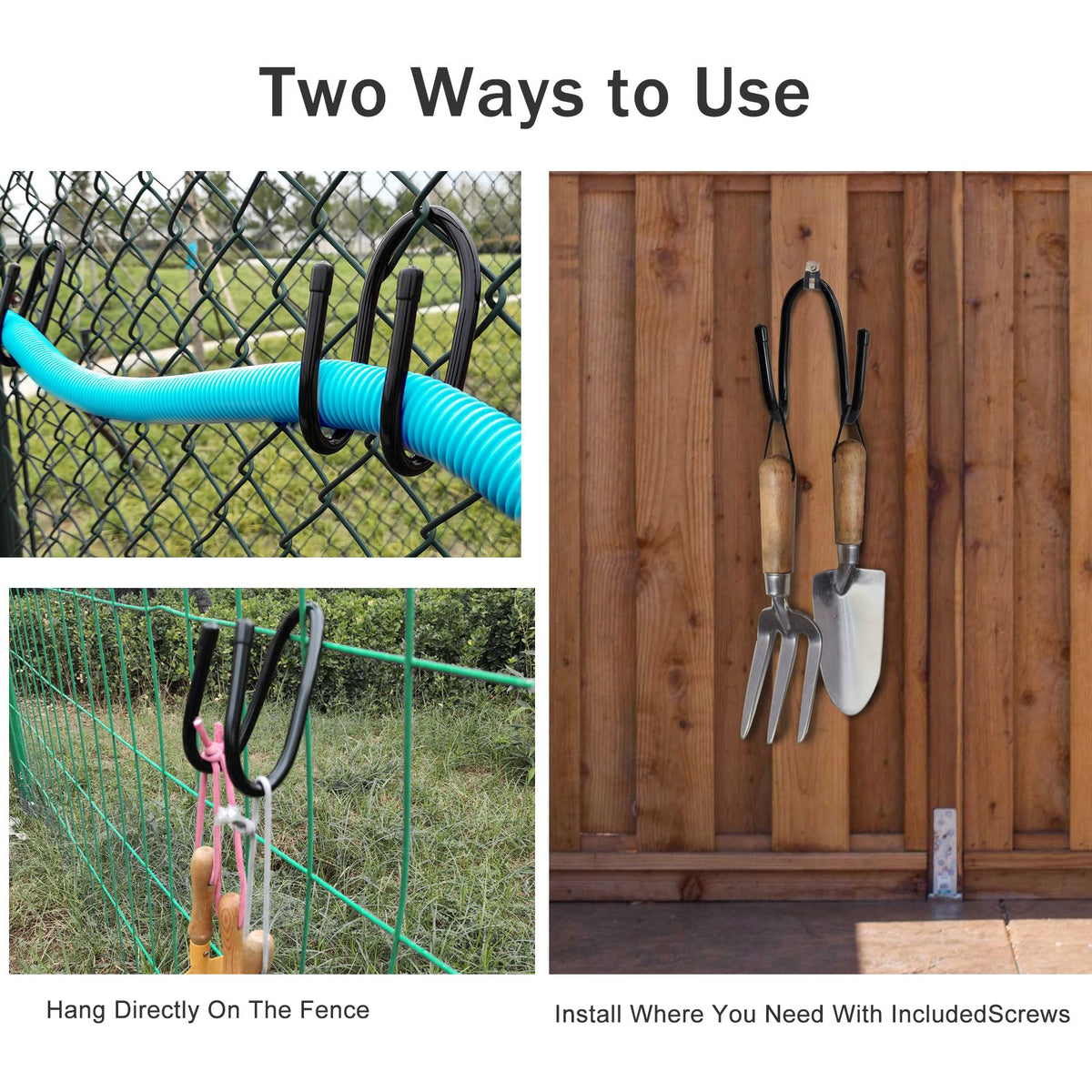 RUZUO garden-tools storage on fence saves space and reduces clutter while outdoors.