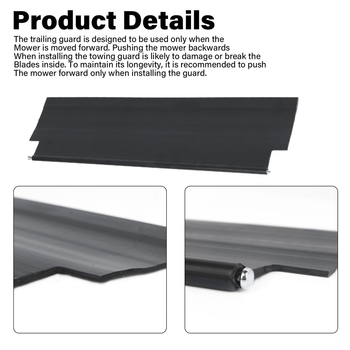 Rvanv rear trail shield flap guards the HRT216 undercarriage during mowing