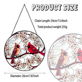 RVEAFA Cardinal Sun Catcher hand-painted design closeup adds artistic charm