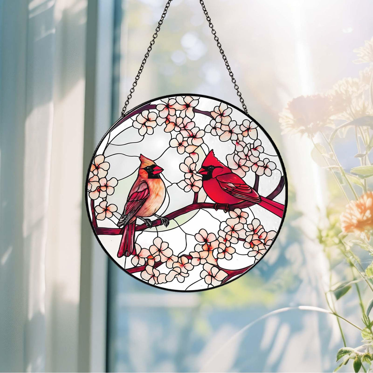 RVEAFA Cardinal Sun Catcher sunbeam reflection creates vibrant room ambience