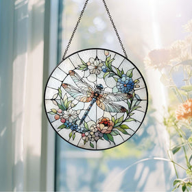 RVEAFA dragonfly suncatcher hung in living room adds artistic charm