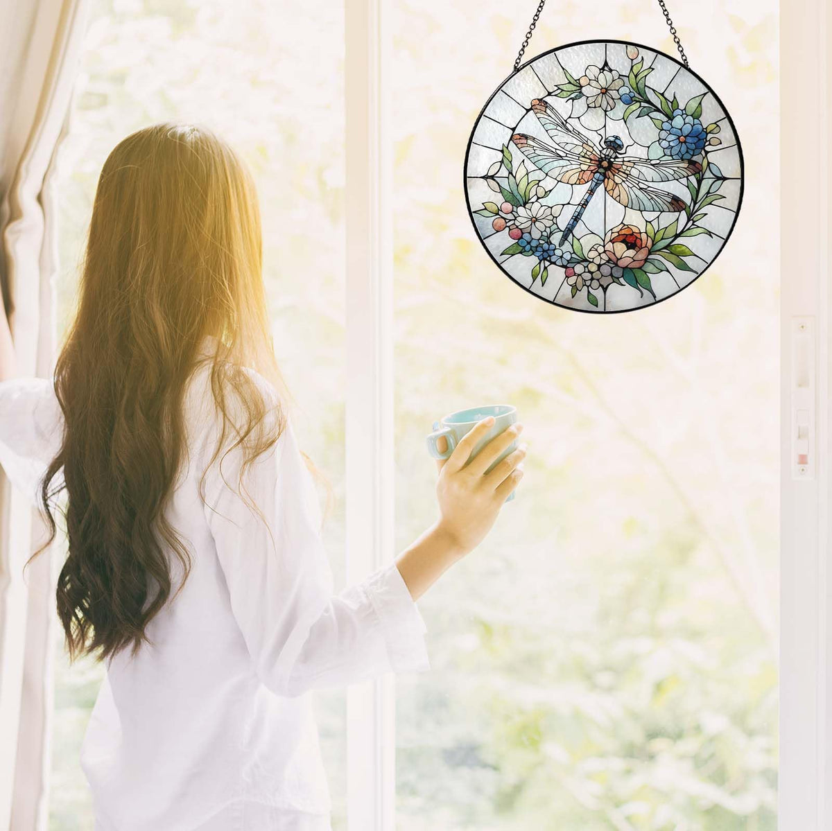 RVEAFA dragonfly suncatcher rainbow reflections across the room