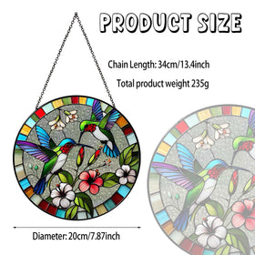 RVEAFA hummingbird stained-glass artwork adds colorful shadows across walls.