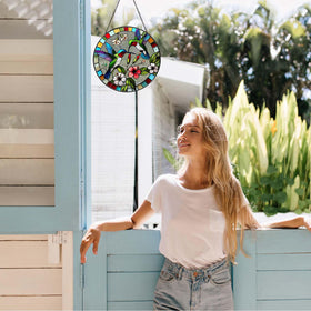 RVEAFA hummingbird window decor enhances garden and patio ambiance.