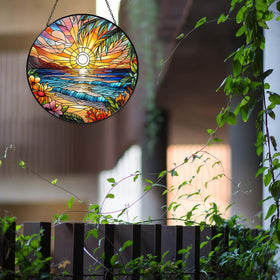 RVEAFA stained glass suncatcher enhances privacy while brightening interiors.
