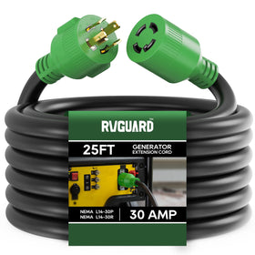 RVGUARD 4-prong 30A 25ft cord ready for generator power transfer