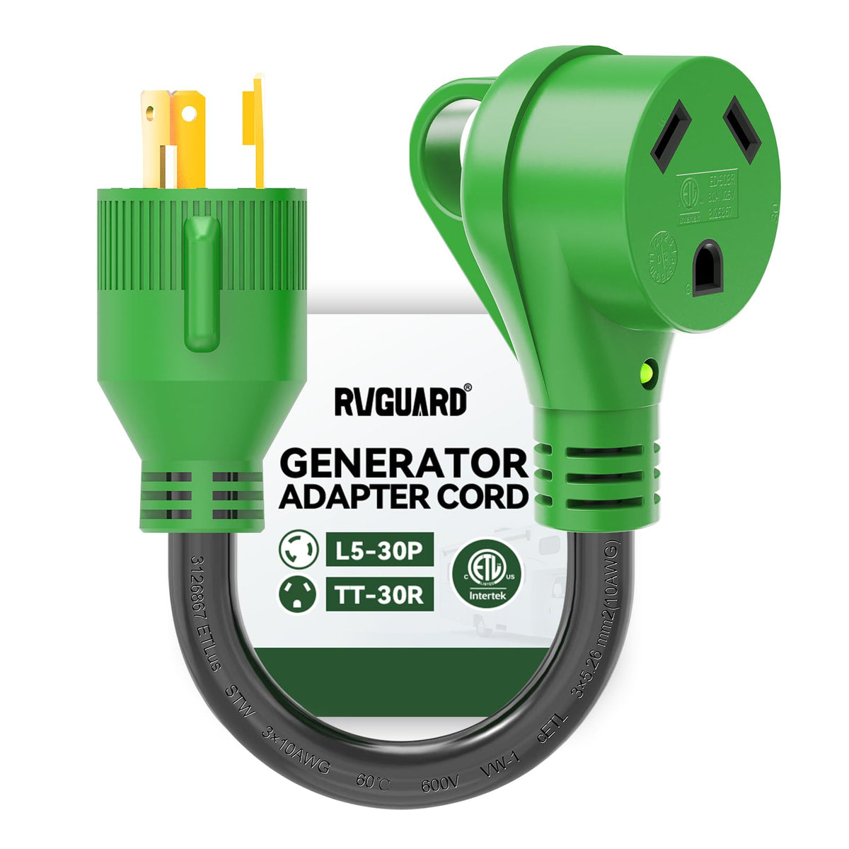 RVGUARD L5-30P locking plug for secure outdoor generator connections.