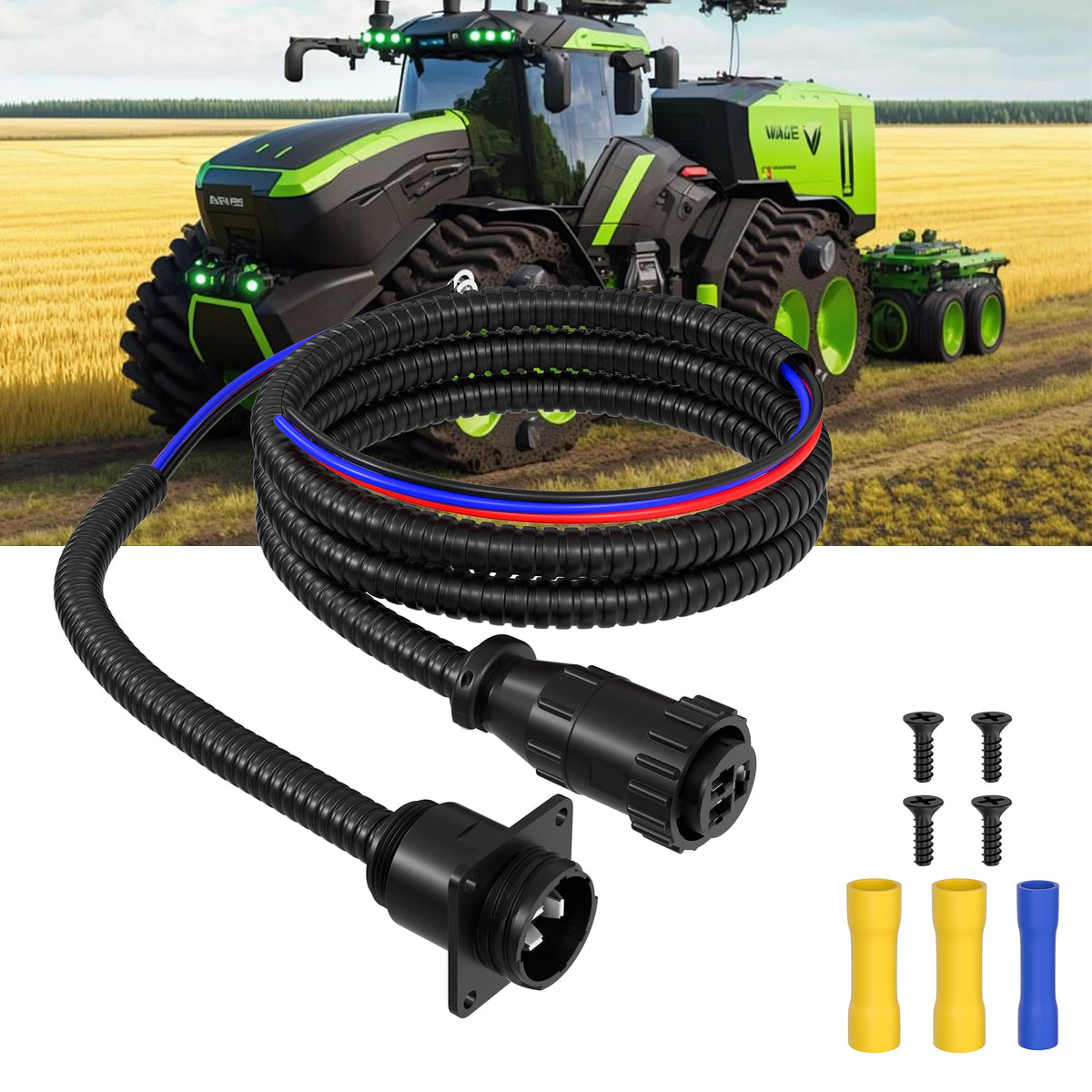 RVMARINEPAT 3-pin auxiliary power connector with quick-connect for tractors.