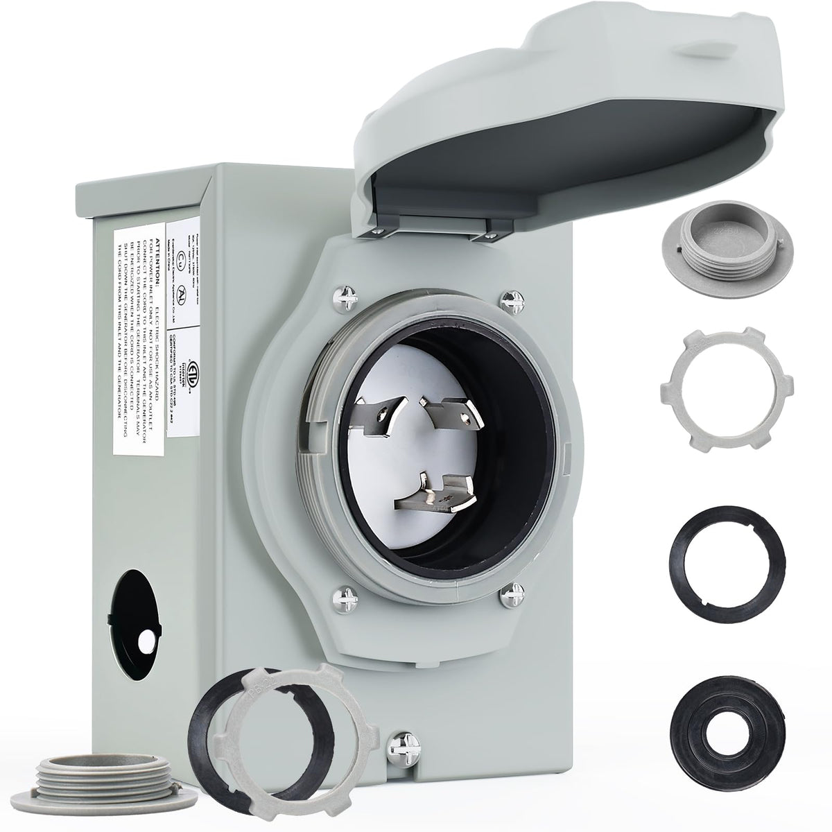 RVMATE pre-drilling inlet box front view with easy wiring access for quick outdoor setup