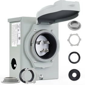 RVMATE pre-drilling inlet box front view with easy wiring access for quick outdoor setup
