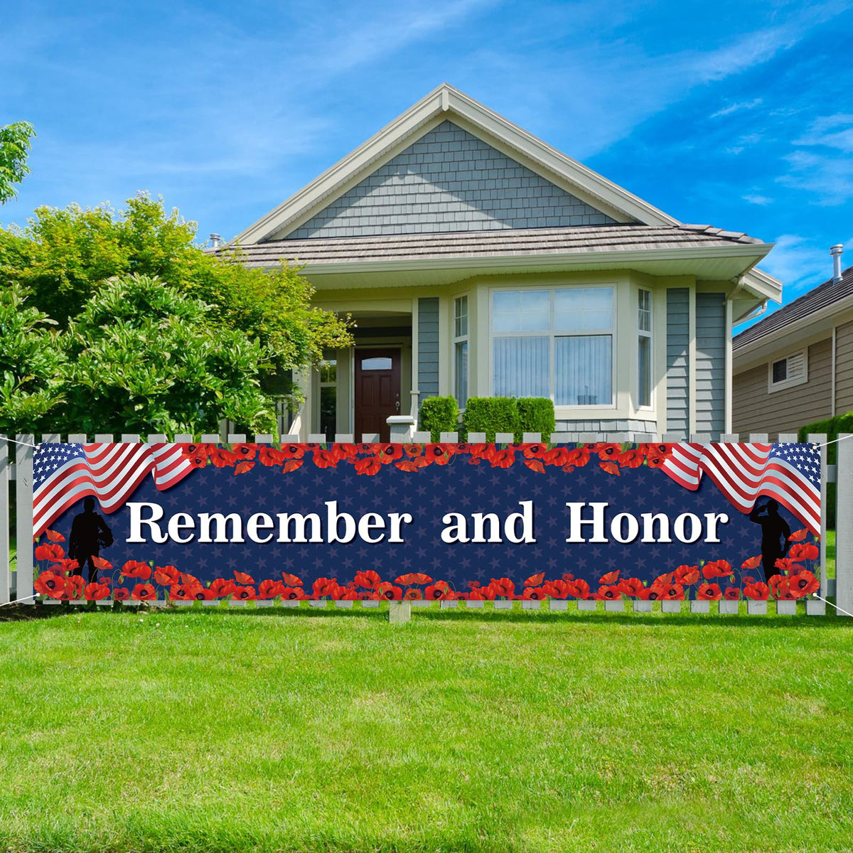 Rvsticty patriotic yard banner lawn display, bright colors that boost curb appeal.