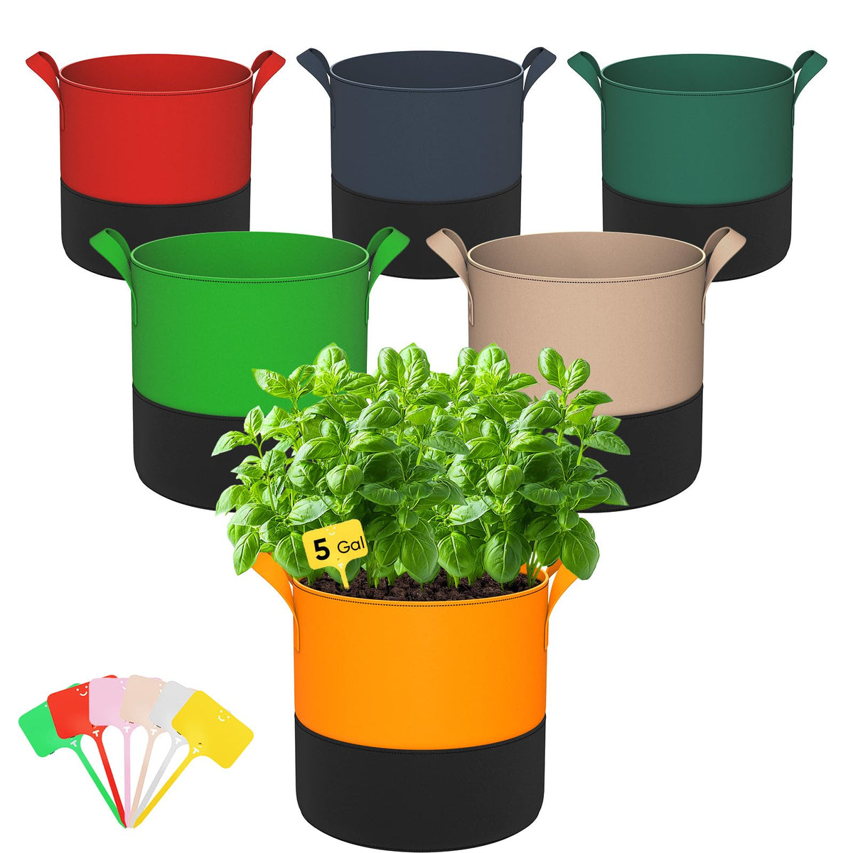 RVZHI 5-gallon grow bag with patchwork design for stylish gardening and heat management