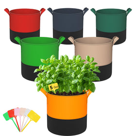 RVZHI 5-gallon grow bag with patchwork design for stylish gardening and heat management