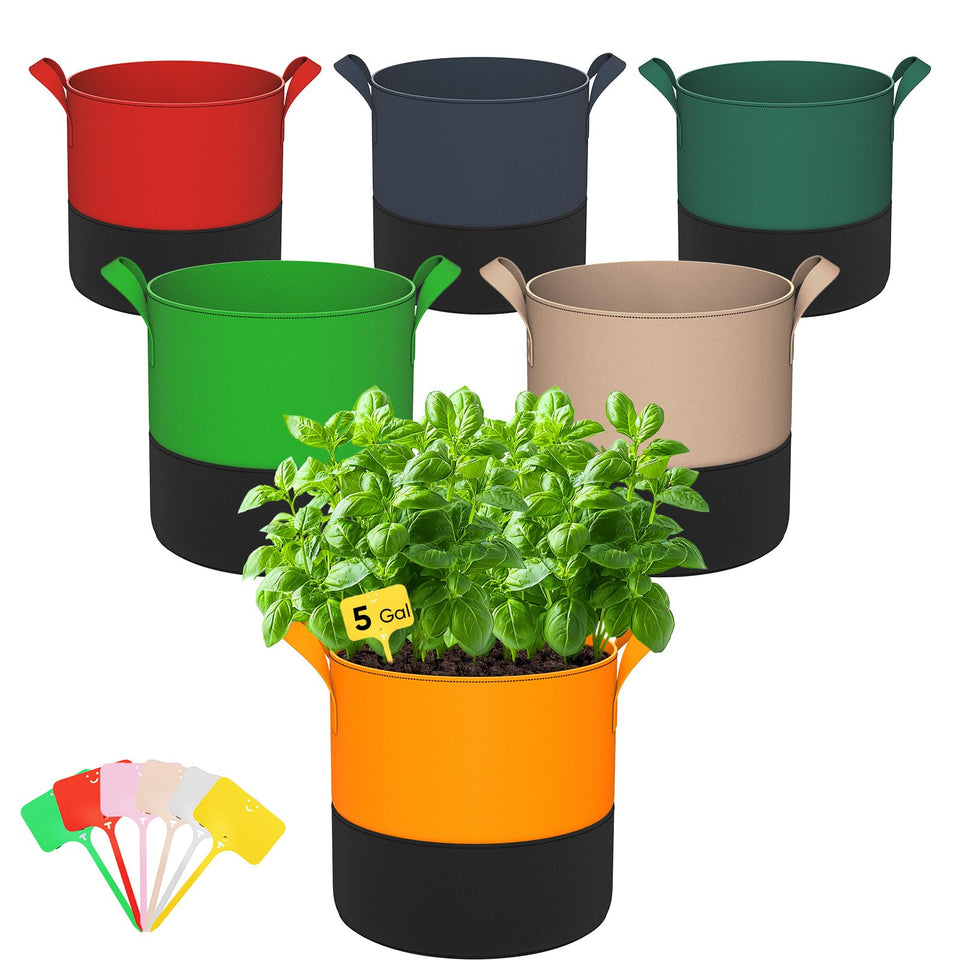 RVZHI 5-gallon grow bag with patchwork design for stylish gardening and heat management