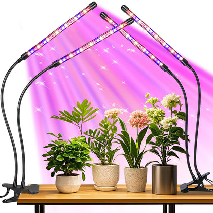 RWNTAO 2-head grow light with gooseneck for versatile indoor plant lighting