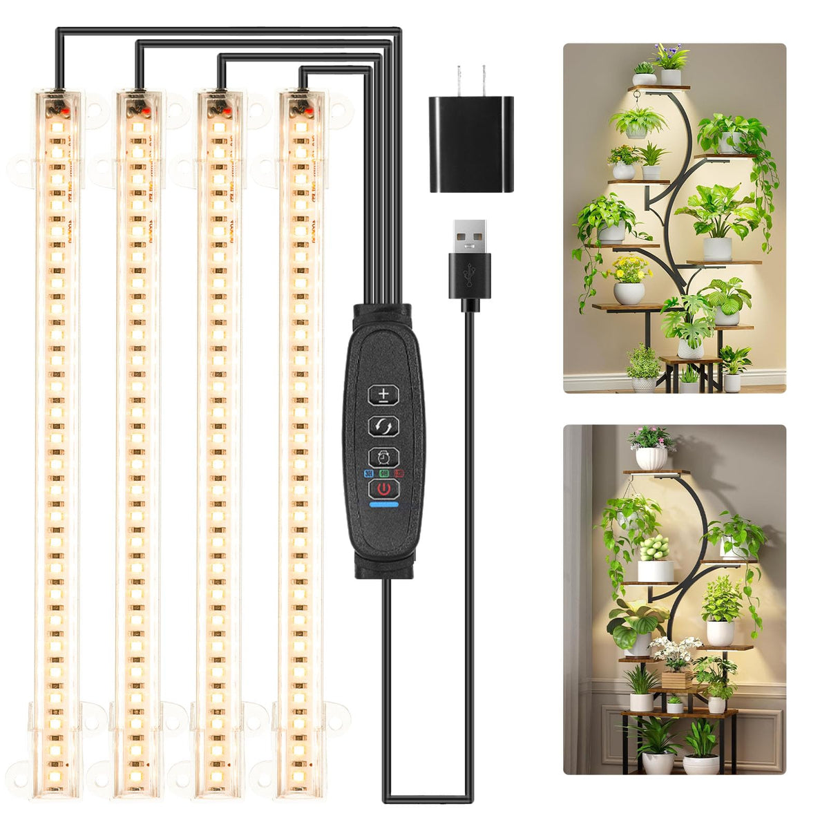 RWNTAO 8.6-inch LED grow light strip focuses light for efficient indoor plant growth.