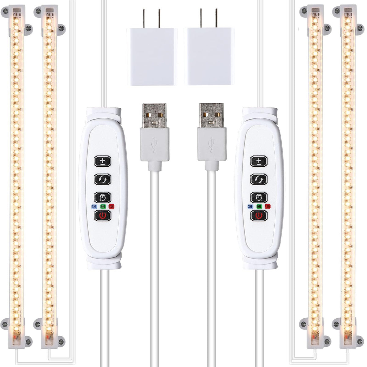 RWNTAO two-strip growing lamp 2-pack, wide-angle setup for indoor plants boosts growth