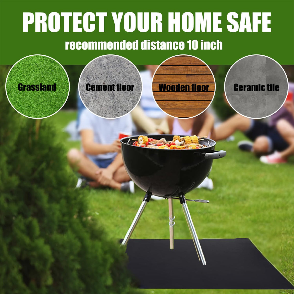 RWSEFK grill mat with double-sided fireproof coating for reliable burn protection.