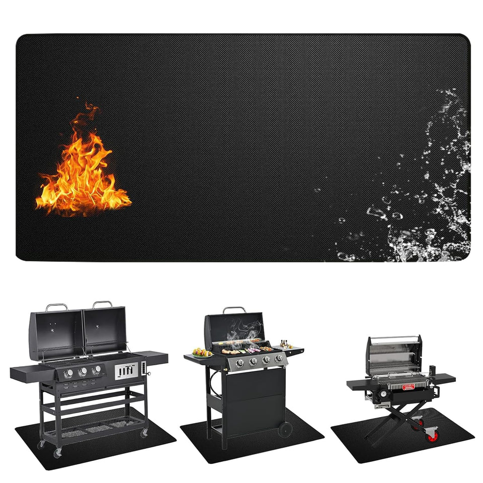 RWSEFK grill mat 72x40 outdoor protects decks from embers and spills.