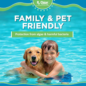 Rx Clear slow-dissolving tabs provide stable chlorine levels over days.
