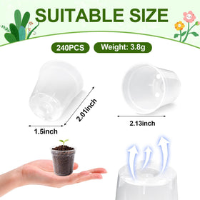 RXLWYUNLAE 2-inch clear nursery pot side view highlights compact stackable design