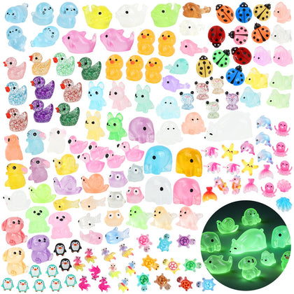 Ryaco glow resin animals set with 150 pieces for magical dollhouses and fairy gardens.
