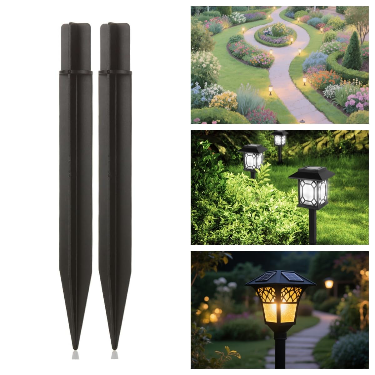 RyanDesign discreet black spike helps keep lawn lighting neatly pointed.