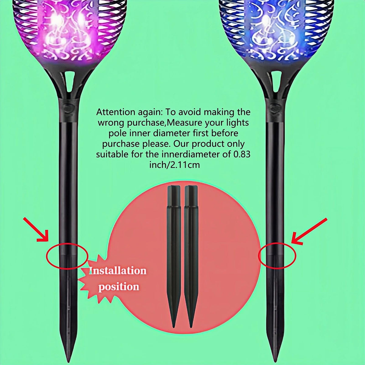 RyanDesign reinforced tip helps penetrate tough soil for stable lighting.