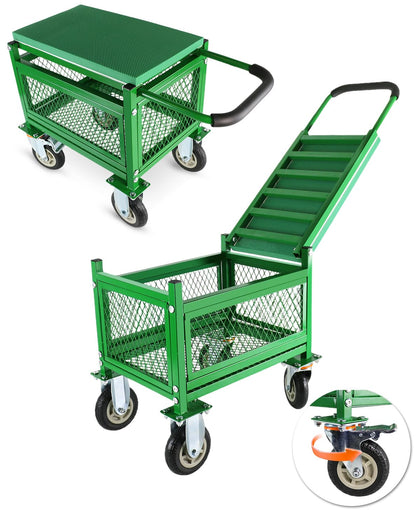 Ryansunoro garden seat with 360 swivel wheels for smooth movement on grass and gravel