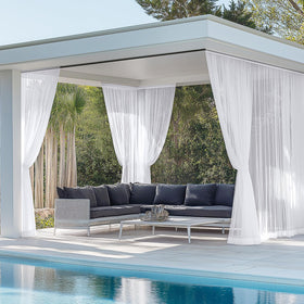 RYB HOME 4-panel white outdoor curtains waterproof for patio protection
