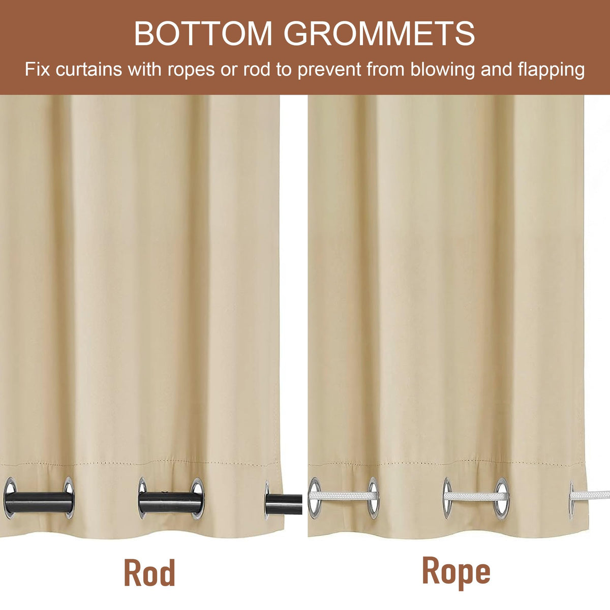 RYB HOME blackout outdoor curtains create shade for outdoor dining and work