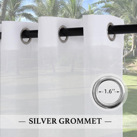 RYB HOME linen-look outdoor sheer curtain shows half-privacy filtering for patio sunlight