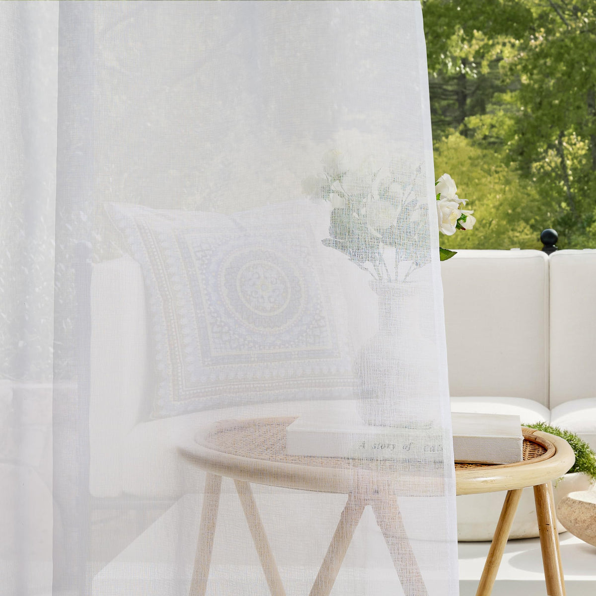 RYB HOME waterproof outdoor curtain in porch setting showcases weather-ready design